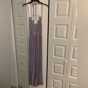 Open back maxi dress, halter neck